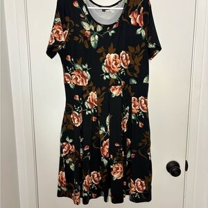 Black and Orange Fit and Flare Mini Dress for Casual Occasions